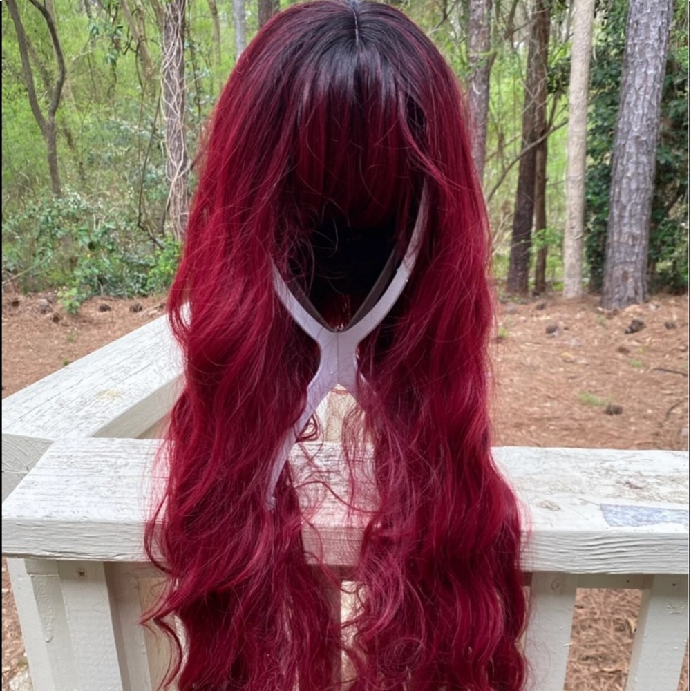 Dark root red wig 24 inch
